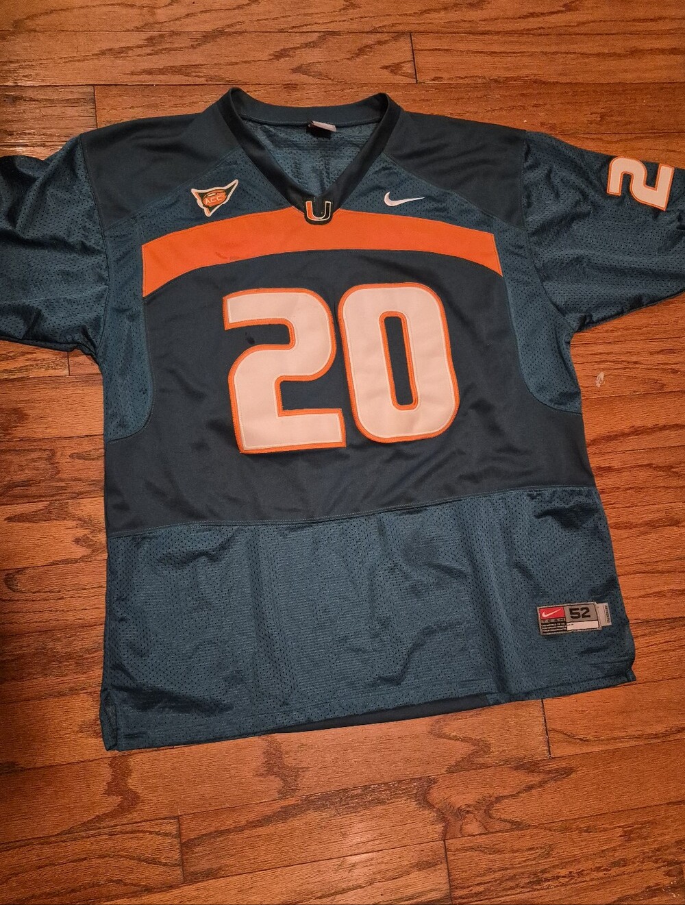 Miami Hurricanes Ed Reed Mens Sz 52 Or XL Green Orange Nike Football Jersey